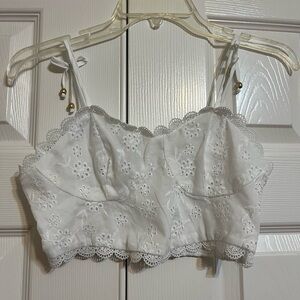 White Floral Lace Crop Top